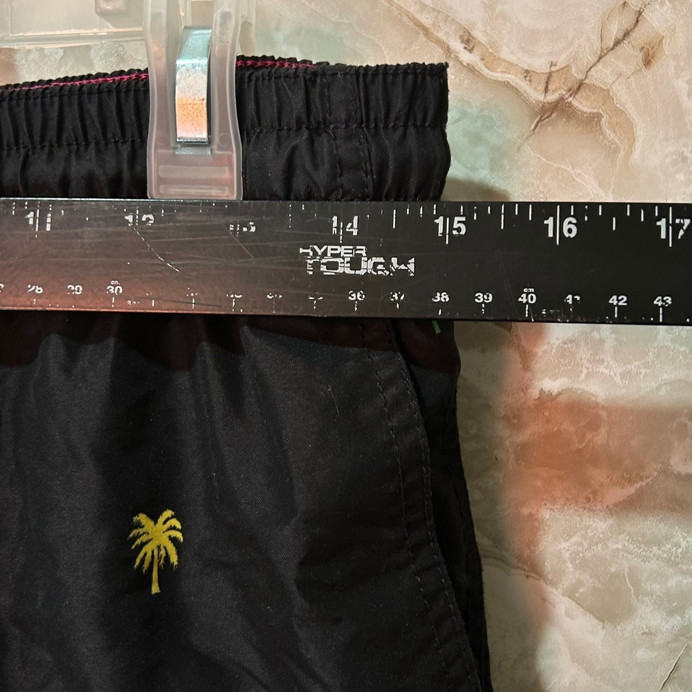 Old Navy Men's Black Palm Tree Swim Trunks Shorts Size Medium Elastic Drawstring - Picture 4 of 8